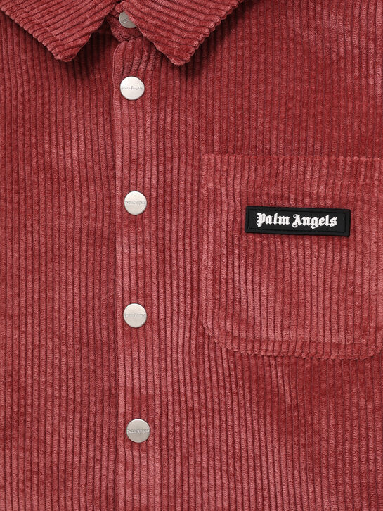 Рубашка вельветовая с белым капюшоном Palm Angels | Фото 7