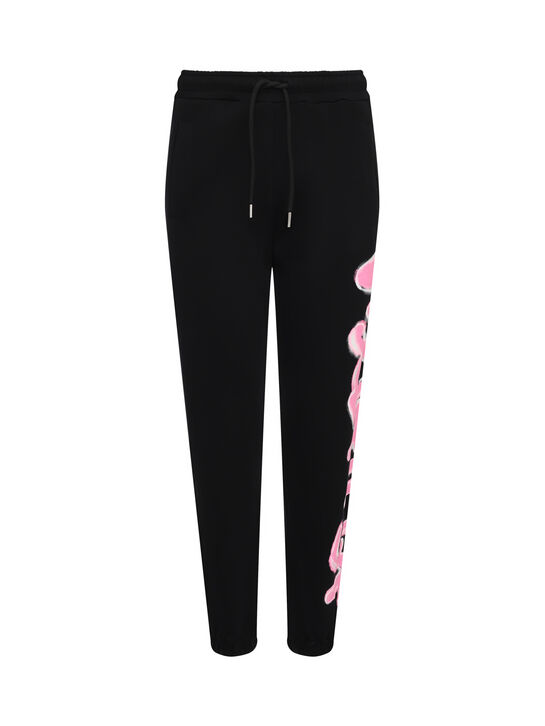 Спортивные брюки с розовым лого, черные Disclaimer | Фото 1