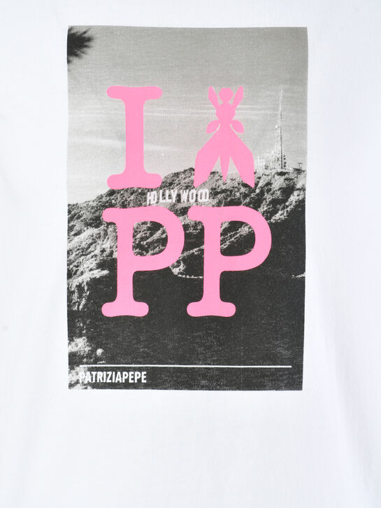 Футболка с принтом Hollywood, белая Patrizia Pepe | Фото 4