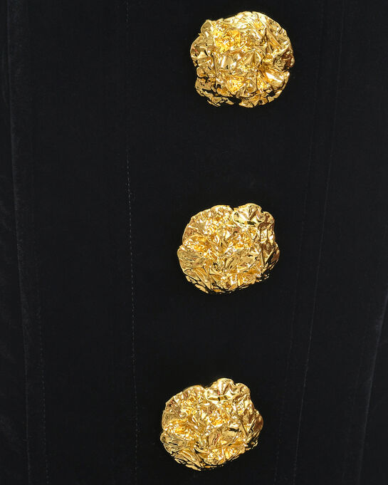 Бархатное платье мини с декоративными пуговицами ALINE | Фото 7