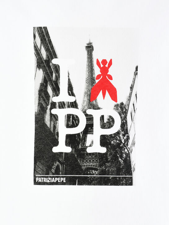 Футболка с принтом Эйфелевой башни, белая Patrizia Pepe | Фото 4