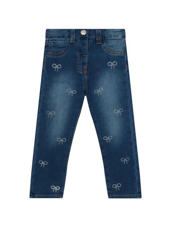 Джинсы с бантиками из страз Monnalisa | Фото 1