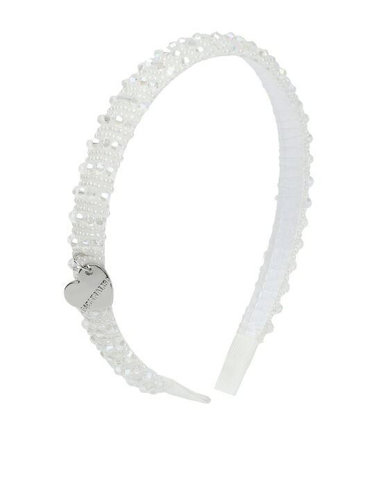 Ободок с бусинами, белый Monnalisa | Фото 1