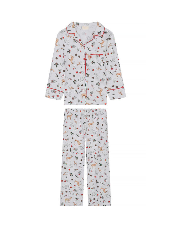 Пижама со сплошным новогодним принтом, белая Story Loris | Фото 1