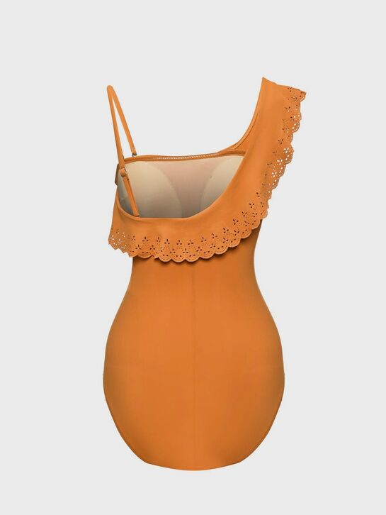 Купальник для беременных слитный волан с перфорацией, горчичный Cache Coeur | Фото 2