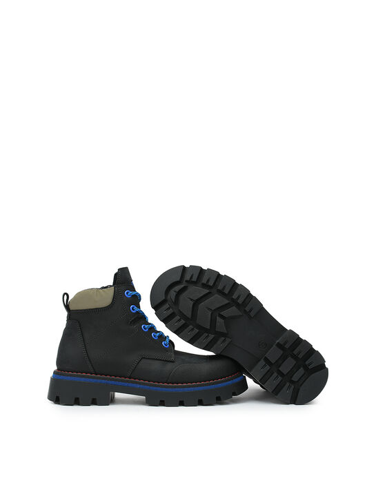 Ботинки с синей отделкой, черные Rondinella | Фото 4