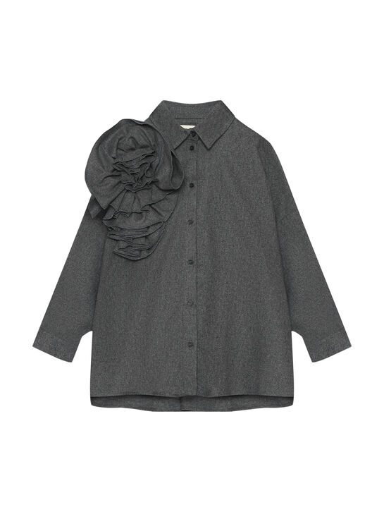 Рубашка с аппликацией &quot;роза&quot;, серая DOUUOD | Фото 1