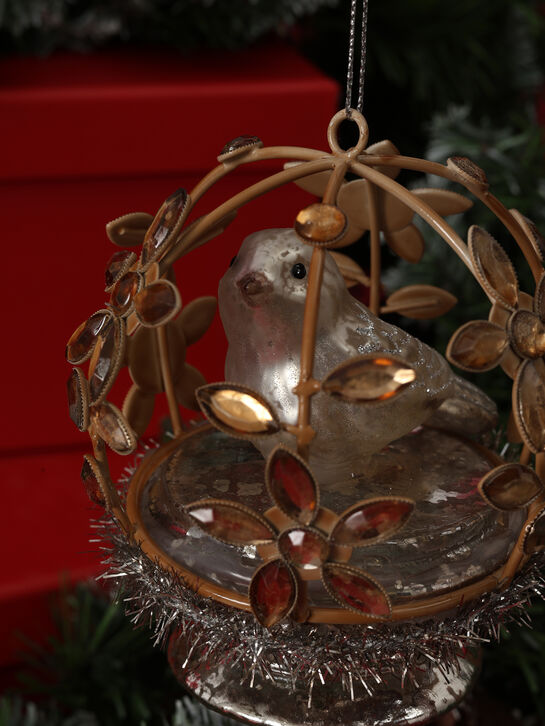 Елочная подвеска птица в цветочной клетке, 13 см Goodwill | Фото 4