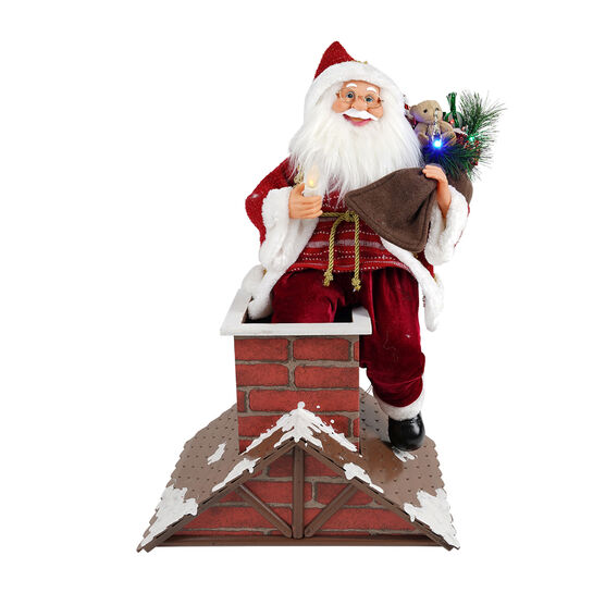 Новогодний сувенир Санта с подарками на крыше, LED, 52x52x61 см Timstor | Фото 1