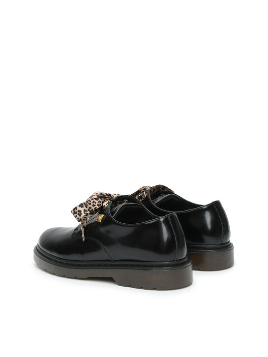 Ботинки с леопардовыми шнурками, черные Morelli | Фото 3