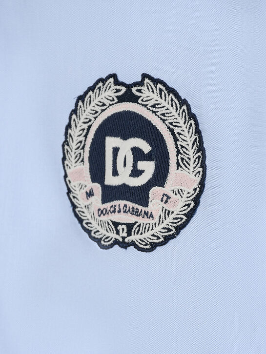 Рубашка с круглым воротником, голубая Dolce&Gabbana | Фото 8