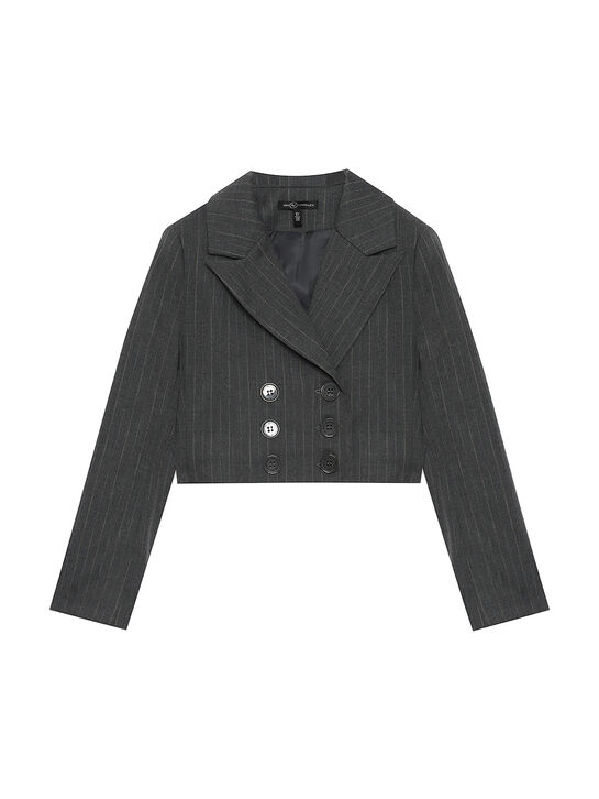 Пиджак укороченный в полоску, серый Dan Maralex | Фото 1