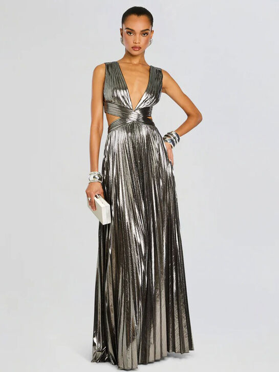 Платье макси в греческом стиле, серебристое Retrofete | Фото 2
