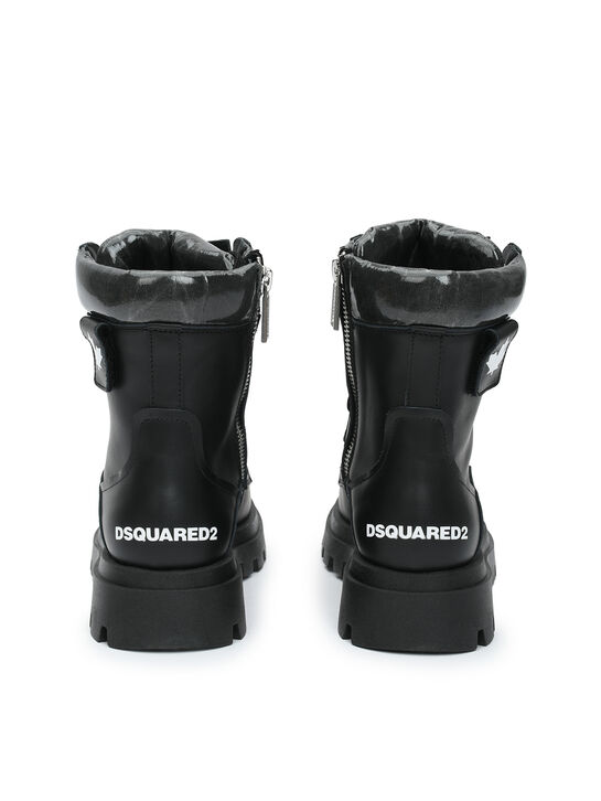 Ботинки с белым логотипом, черные Dsquared2 | Фото 4