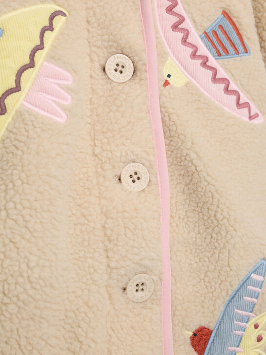 Шуба с патчами в виде птиц, бежевая Stella McCartney | Фото 3