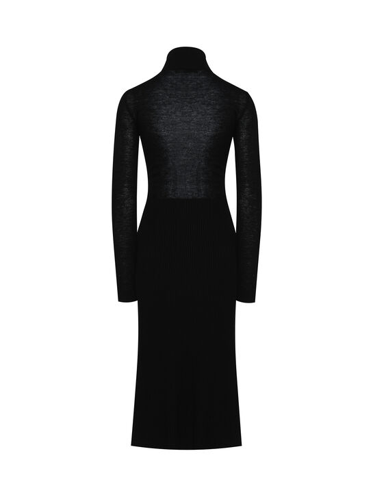 Платье с воротником-стойкой, черное Elisabetta Franchi | Фото 6