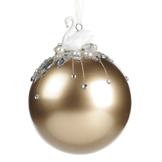 Шар &quot;Лебедь с бусинами&quot;, 13см Goodwill | Фото 1