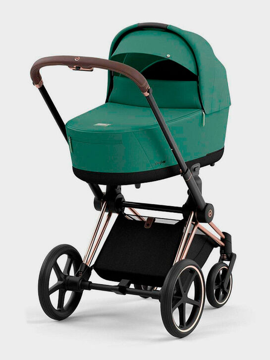 Коляска 2 в 1 Priam IV Rosegold цвет Leaf Green в комплекте со спальным блоком Lux Carry Cot и креслом Cloud T CYBEX | Фото 2
