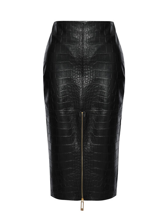 Юбка-карандаш из эко-кожи, черная Elisabetta Franchi | Фото 1