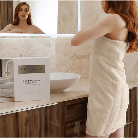 Полотенце махровое антибактериальное для тела 70х140 см Soft wave Soft Silver | Фото 5