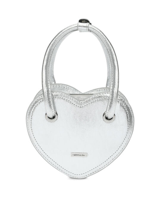 Сумка в форме сердца, серебристая Monnalisa | Фото 1