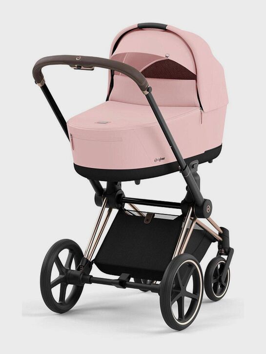 Коляска 3 в 1 Priam IV Rosegold цвет Peach Pink в комплекте со спальным блоком Lux Carry Cot , креслом Cloud T и Базой isofix CYBEX | Фото 3