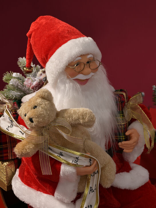 Новогодний сувенир Санта с подарками на поезде, LED, 60x35x62 см Timstor | Фото 5