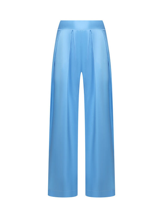 Брюки из голубого шелка Ermanno Scervino | Фото 1