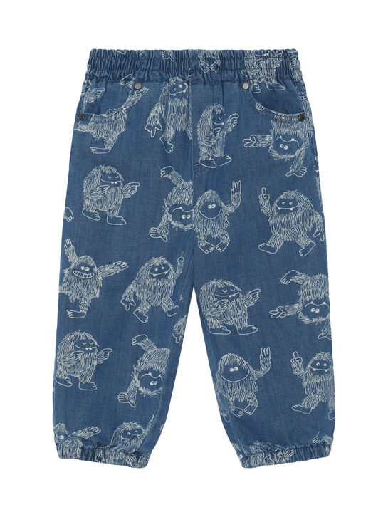 Джинсы с принтом йети, синие Stella McCartney | Фото 1