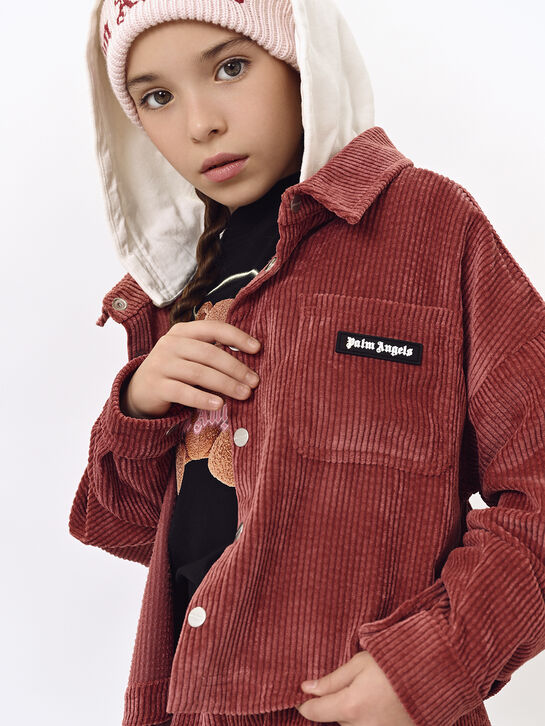 Рубашка вельветовая с белым капюшоном Palm Angels | Фото 2