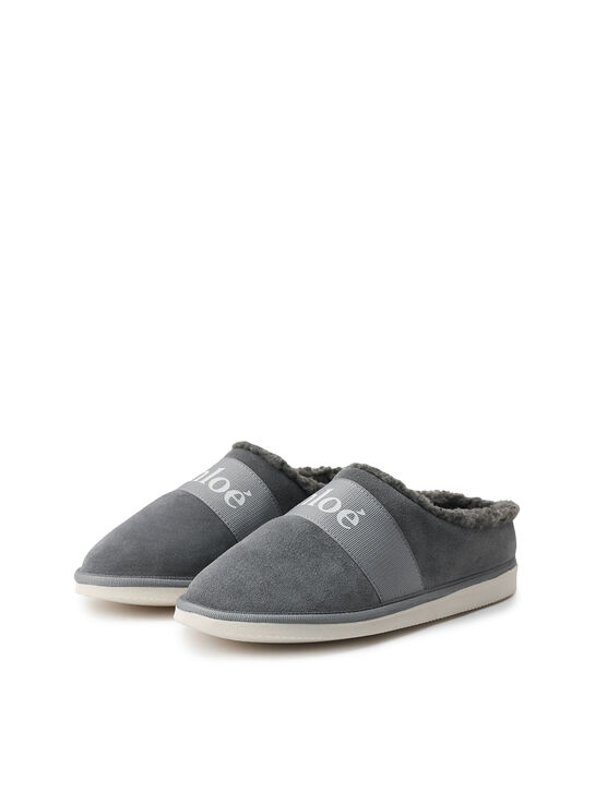 Тапочки с эко-мехом, серые Chloe | Фото 2