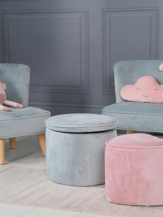 Детский велюровый овальный пуфик Lil Sofa, голубой Roba | Фото 2