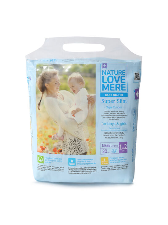 Подгузники Super Slim, размер NB-S 3-6 кг NATURE LOVE MERE | Фото 1