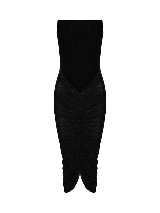 Платье корсетное, черное ALINE | Фото 1