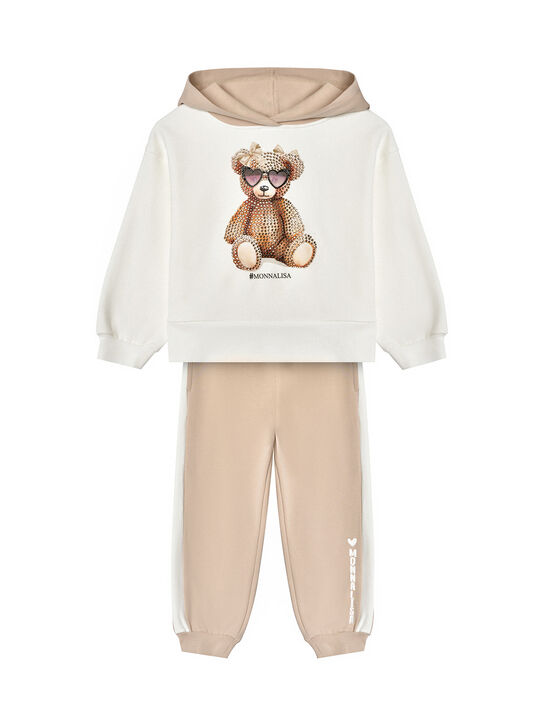 Костюм спортивный, принт мишка в стразах Monnalisa | Фото 1