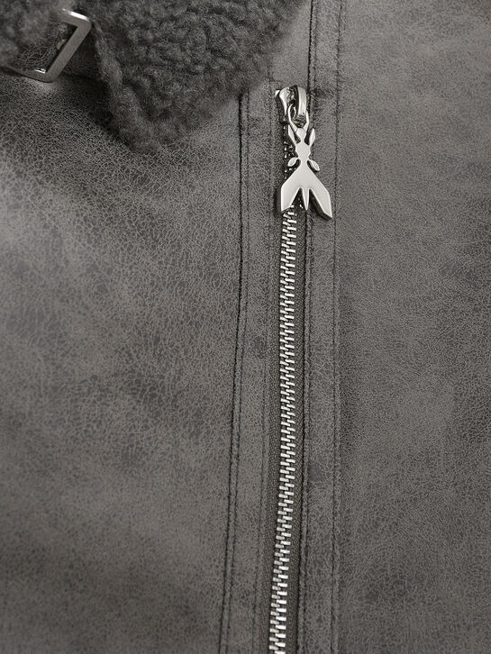 Дубленка из эко-меха, серая Patrizia Pepe | Фото 4