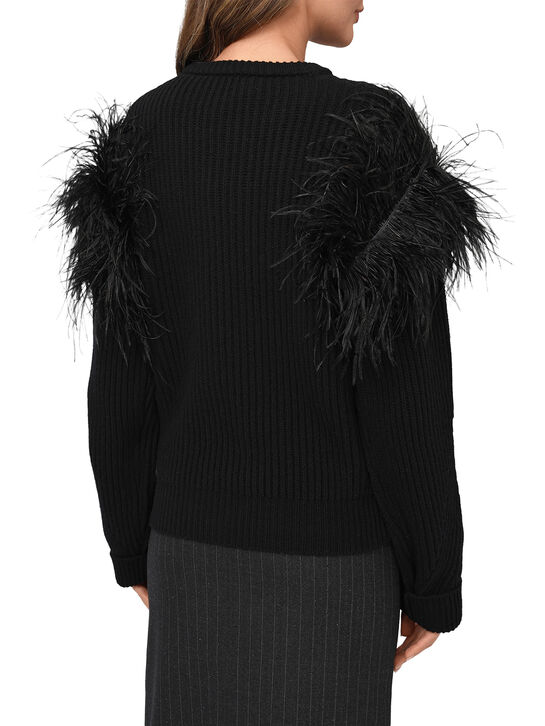 Джемпер с отделкой перьями, черный Blumarine | Фото 4
