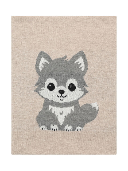 Плед вязаный с декором &quot;волчонок&quot; Maglificio di Verona | Фото 1