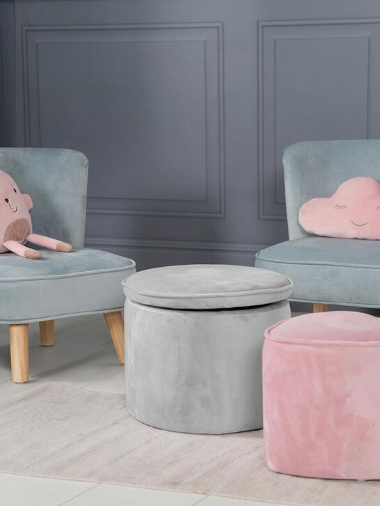 Детский велюровый овальный пуфик Lil Sofa, серый Roba | Фото 2