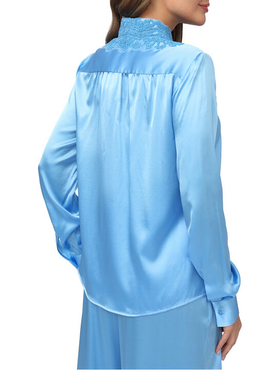 Рубашка из голубого шелка Ermanno Scervino | Фото 4