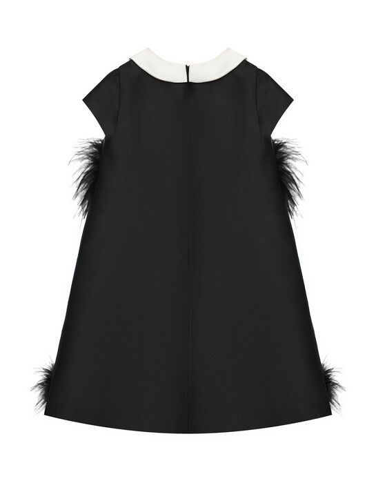 Платье со стразами и перьями, черное Maison Ava | Фото 2