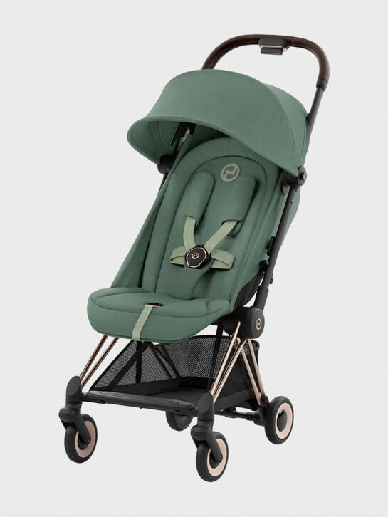 Коляска Coya Rosegold Leaf Green с дождевиком и бампером CYBEX | Фото 1