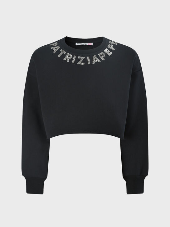 Свитшот укороченный, лого из страз Patrizia Pepe | Фото 1