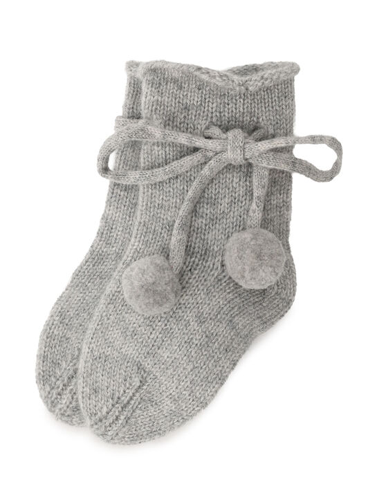 Носки кашемировые с бантиками, серые Oscar et Valentine | Фото 1