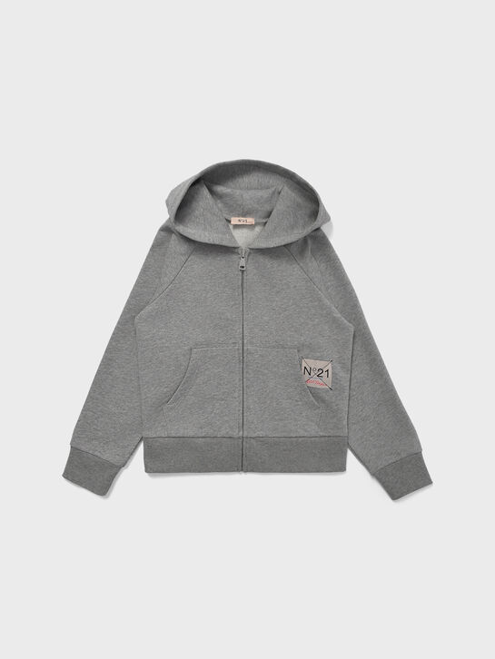 Куртка спортивная с пальмой из пайеток, серая N21 | Фото 1