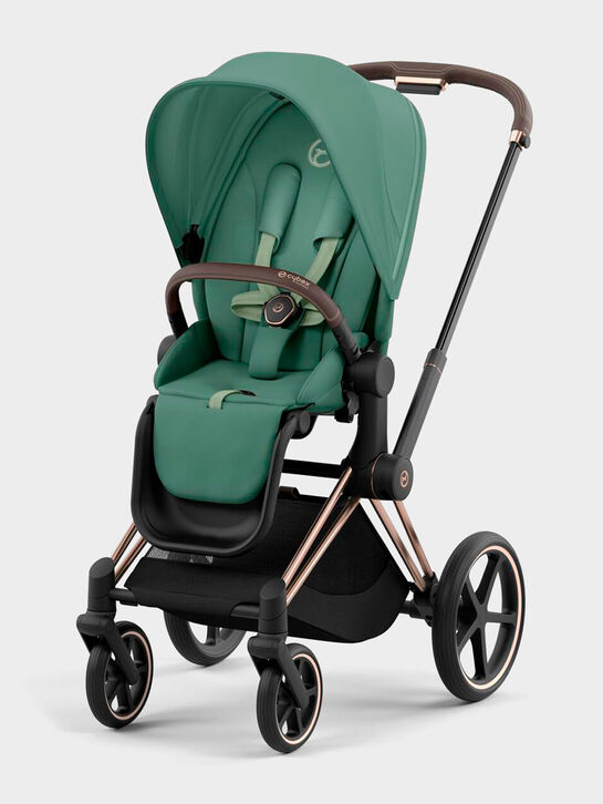 Коляска 2 в 1 Priam IV Rosegold цвет Leaf Green в комплекте со спальным блоком Lux Carry Cot и креслом Cloud T CYBEX | Фото 3
