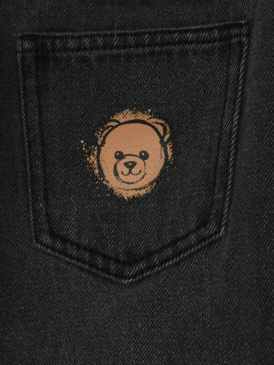 Джинсы с резинкой на поясе, серые Moschino | Фото 4