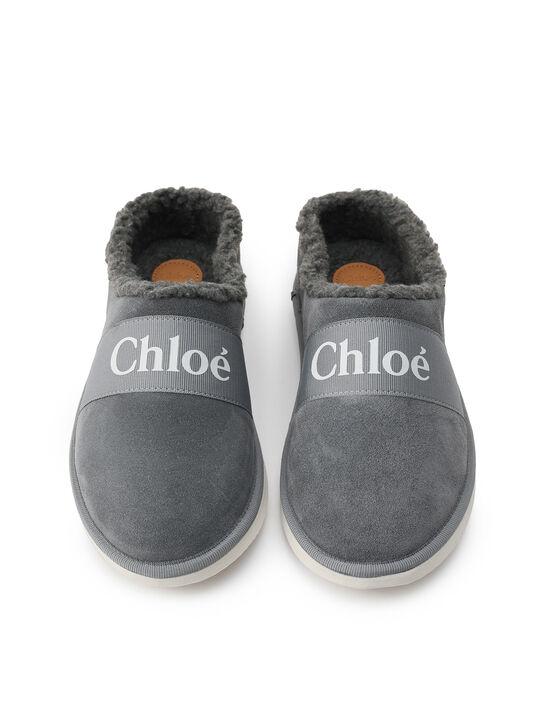 Тапочки с эко-мехом, серые Chloe | Фото 4