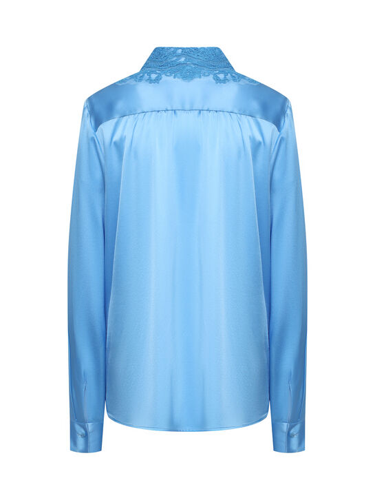Рубашка из голубого шелка Ermanno Scervino | Фото 5