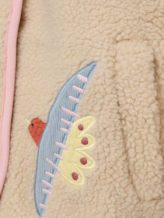 Шуба с патчами в виде птиц, бежевая Stella McCartney | Фото 4